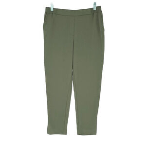 Anthropologie Pull-On Flat Front Trouser Olive Green Essential Business Casual